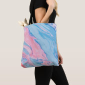 ティール(緑がかった色)及び赤色流体抽象芸術絵画類 トートバッグ (クローズアップ)