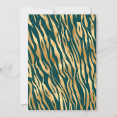 ティール（緑がかった色）及び金ゴールドアニマルプリントバチェロレッテ 招待状 (裏面)