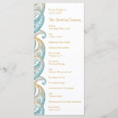 ティール（緑がかった色）及び金ゴールドインディアンペイズリーラックカード プログラム (裏面)