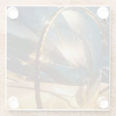 ティール(緑がかった色)及び金ゴールドガラスコースター ガラスコースター (裏面)