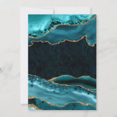 ティール（緑がかった色）及び金ゴールドグリッターアゲートブライダルシャワー サンキューカード (裏面)