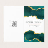 ティール(緑がかった色)及び金ゴールドゲート石商ビジネスカード 名刺 (外部フラット)