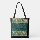 ティール（緑がかった色）及び金ゴールドデザイントート トートバッグ (裏面)