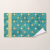 ティール(緑がかった色)及び金ゴールドバスタオルセット バスタオルセット (ハンドタオル)