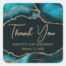 ティール（緑がかった色）及び金ゴールドフェイクグリッターアゲート誕生日