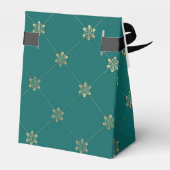 ティール（緑がかった色）及び金ゴールドフローラ格子パターン フェイバーボックス (裏面サイド)