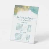 ティール（緑がかった色）及び金ゴールドモダンアート液体インクのサービス価格 台座サイン (正面)