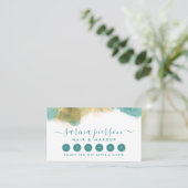 ティール（緑がかった色）及び金ゴールドモダンアート液水カラーインク ロイヤリティカード (スタンド正面)