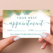 ティール（緑がかった色）及び金ゴールドモダンアート液水カラーインク 予約カード