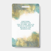 ティール（緑がかった色）及び金ゴールドモダン水色IDバッジ バッジ (裏面)