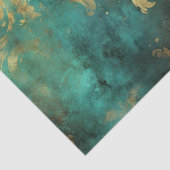 ティール(緑がかった色)及び金ゴールド動揺して素朴ヴィンテージグランジ 薄葉紙 (詳細)