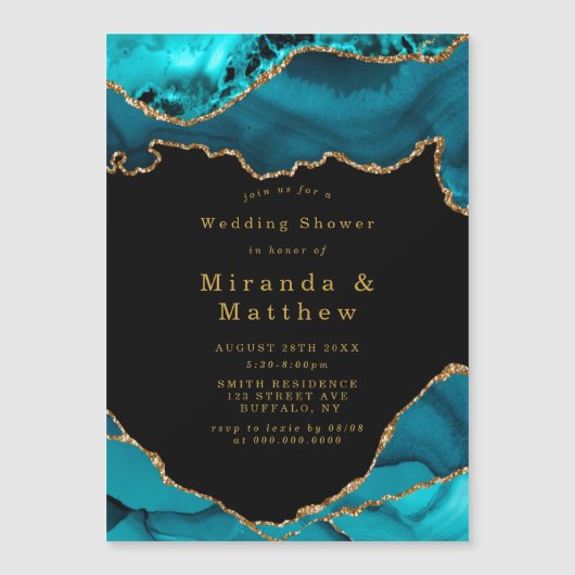 ティール（緑がかった色）及び金ゴールド合金石ウェディングシャワー磁石 (正面)