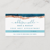 ティール（緑がかった色）及び金ゴールド水彩アポイントメントカード 予約カード (正面)
