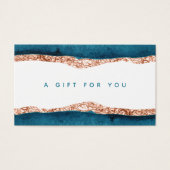 ティール（緑がかった色）及び金ゴールド水彩ギフトカード (正面)