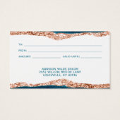 ティール（緑がかった色）及び金ゴールド水彩ギフトカード (裏面)