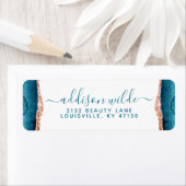 ティール（緑がかった色）及び金ゴールド水彩差出人住所ラベル ラベル (インサイチュ)