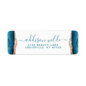 ティール（緑がかった色）及び金ゴールド水彩差出人住所ラベル ラベル (正面)