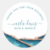 ティール(緑がかった色)及び金ゴールド水色クラシック丸シール ラウンドシール (正面)