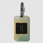 ティール（緑がかった色）及び金ゴールド石エレガント帯 ラゲッジタグ (正面縦)