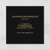 ティール（緑がかった色）及び金ゴールド石プロフェッショナル スクエア名刺 (裏面)