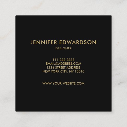 ティール（緑がかった色）及び金ゴールド石プロフェッショナル スクエア名刺 (裏面)