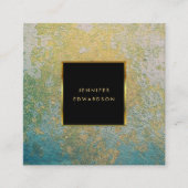 ティール（緑がかった色）及び金ゴールド石プロフェッショナル スクエア名刺 (正面)