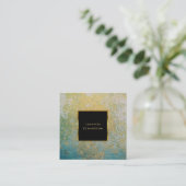 ティール（緑がかった色）及び金ゴールド石プロフェッショナル スクエア名刺 (スタンド正面)