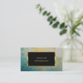 ティール(緑がかった色)及び金ゴールド石QRコードプロフェッショナル 名刺 (スタンド正面)