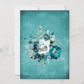 ティール(緑がかった色)及び金ゴールド結婚テンプレート 招待状 (裏面)