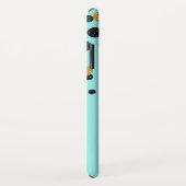 ティール(緑がかった色)及び金箔紙吹雪モノグラム Case-Mate iPhoneケース (裏面/右)