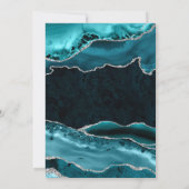 ティール（緑がかった色）及び銀グリッター瑪瑙ブライダルシャワー サンキューカード (裏面)