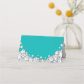 ティール（緑がかった色）及び銀ダイヤモンドグリッター食品ラベル プレイスカード (裏面)