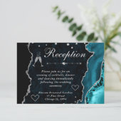 ティール（緑がかった色）及び銀フェイクグリッターアゲート披露宴 エンクロージャーカード (スタンド正面)