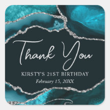 ティール（緑がかった色）及び銀フェイクグリッターアゲート誕生日