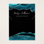 ティール（緑がかった色）及び銀色のネックレス表示カード (正面)