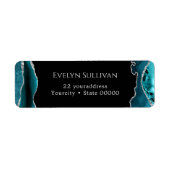 ティール(緑がかった色)及び銀酸差出人住所ラベル ラベル (正面)