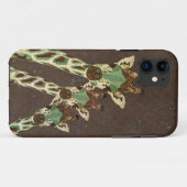 ティール（緑がかった色）及び銅のキリンのダマスク織のiPhoneの場合 Case-Mate iPhoneケース (裏面(横))