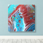 ティール（緑がかった色）及び銅アクリル抽象芸術 キャンバスプリント (インサイチュ (ウッドフロア))