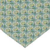ティール（緑がかった色）及び黄色い花パターン ショートテーブルランナー (コーナー)