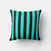 ティール（緑がかった色）及び黒ストライプ装飾用クッション クッション (裏面)