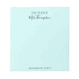 ティール（緑がかった色）名スクリプトのデスクモダンから ノートパッド