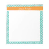 ティール（緑がかった色）四分葉パーソナライズされたメモ帳 ノートパッド (正面)