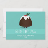 ティール(緑がかった色)図解入りの、写真付きのホワイトスマイルクリスマスプリン シーズンカード (正面)