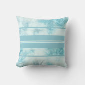 ティール(緑がかった色)大理石とストライプ クッション (正面)