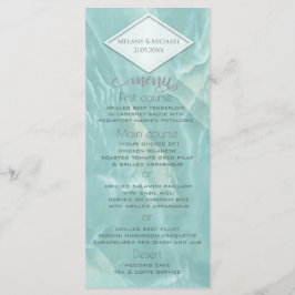 ティール（緑がかった色）大理石の幾何学的ロマンチックな書 メニュー