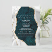 ティール(緑がかった色)、大理石ホワイト&金ゴールドアゲートディナーリハーサルI 招待状 (スタンド正面)