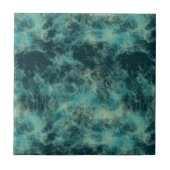 ティール（緑がかった色）大理石抽象芸術 タイル (正面)