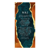 ティール(緑がかった色)大理石、焦げたオレンジと金ゴールド瑪瑙プログラム ラックカード (正面)