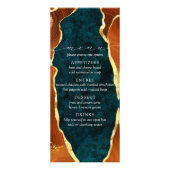 ティール(緑がかった色)大理石、焦げたオレンジと金ゴールド瑪瑙メニュー ラックカード (正面)