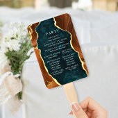 ティール(緑がかった色)大理石、焦げたオレンジ色の金ゴールド収集プログラム ハンドファン